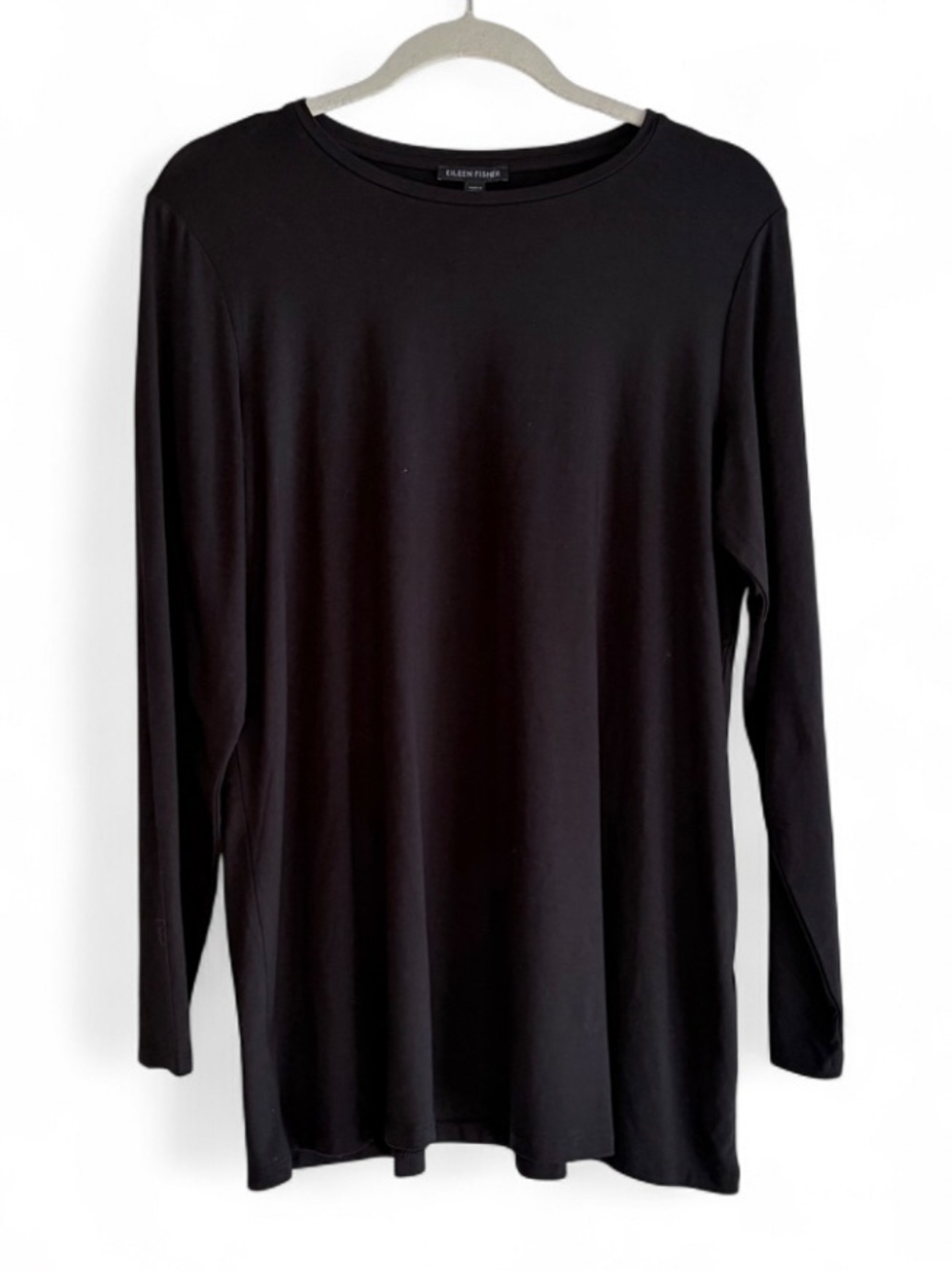 Eileen Fisher Black Long Sleeve Knit Tunic Tee Shirt Size M